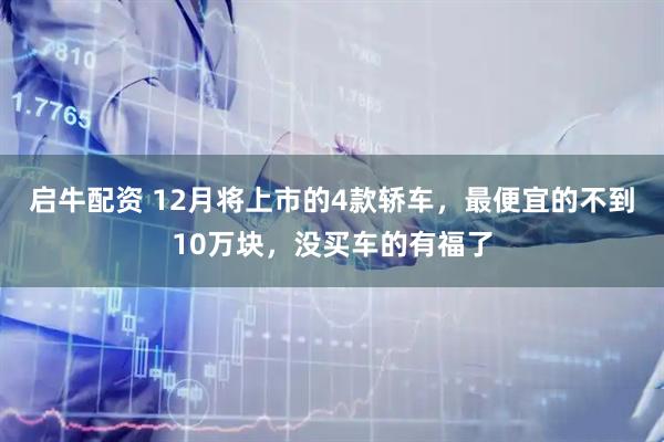 启牛配资 12月将上市的4款轿车，最便宜的不到10万块，没买车的有福了